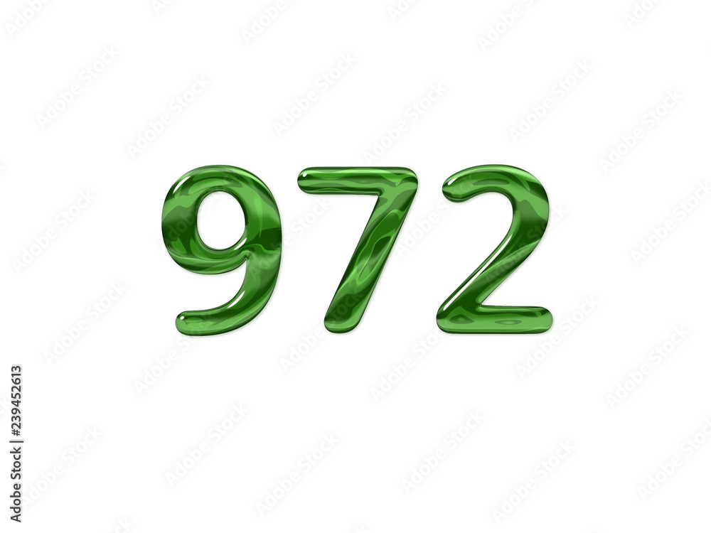 Green Number 972 isolated white background Green Number 972 isolated white background