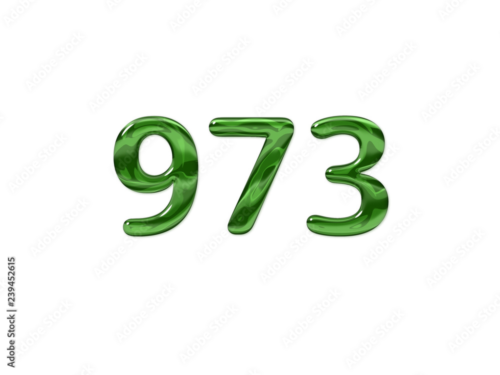 Green Number 973 isolated white background Green Number 973 isolated white background