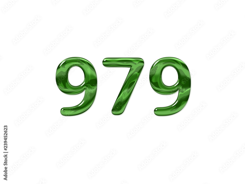 Green Number 979 isolated white background Green Number 979 isolated white background