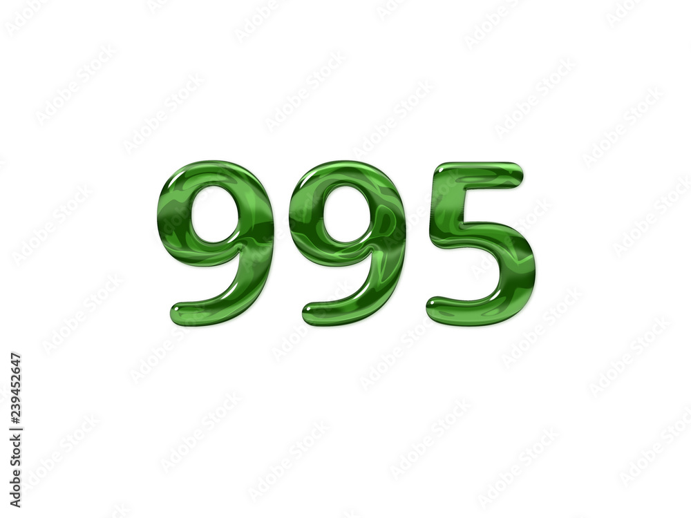 Green Number 995 isolated white background Green Number 995 isolated white background