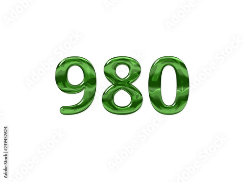 Green Number 980 isolated white background photo