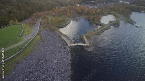 lake and bridge flyover photo