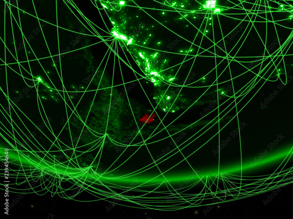 Djibouti on green model of planet Earth with network representing green age, travel and communication. Djibouti on green model of planet Earth with network representing green age, travel and communication.