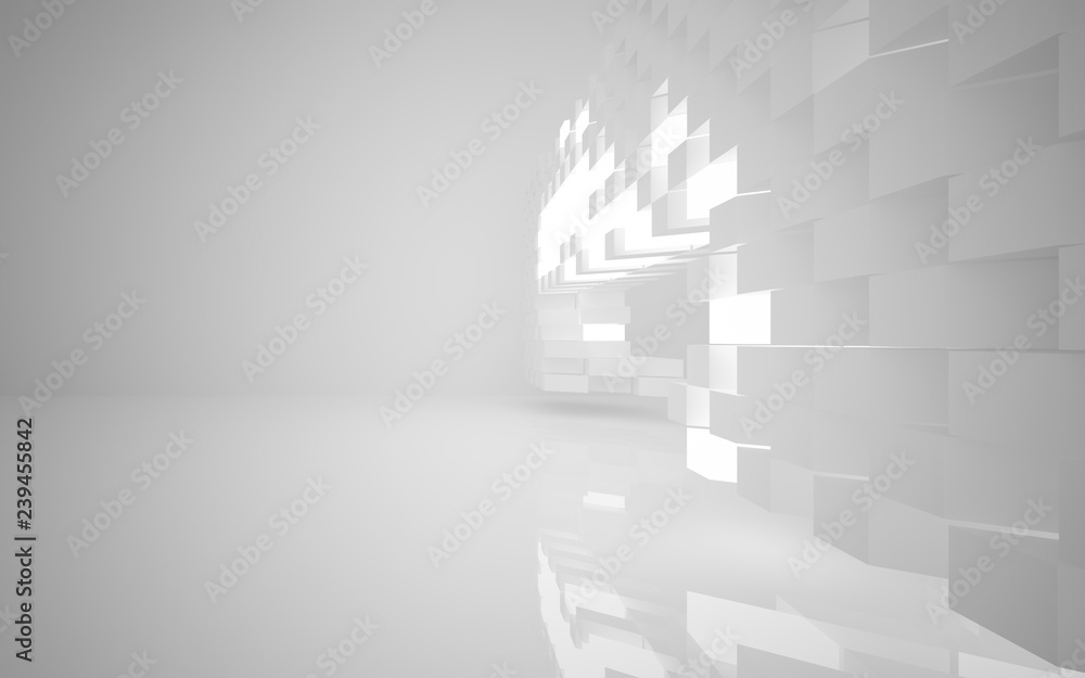 Abstract white interior of the future, with neon lighting. 3D illustration and rendering Abstract white interior of the future, with neon lighting. 3D illustration and rendering