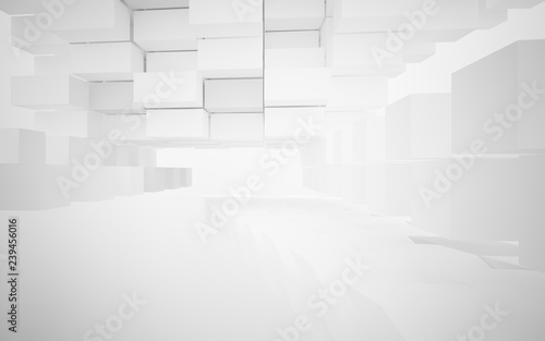 Abstract white interior of the future. 3D illustration and rendering