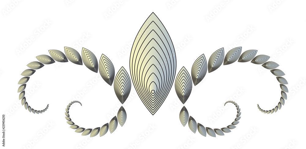 graphic classic emblem leaves curls black white ivory graphic classic emblem leaves curls black white ivory