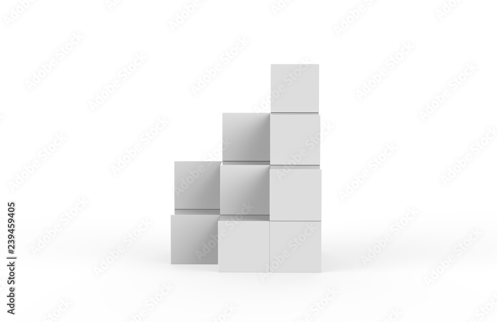 Blank white multi box display on isolated white background, 3d illustration Blank white multi box display on isolated white background, 3d illustration