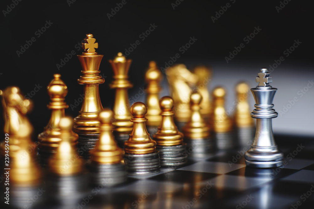Chess board game, business competitive concept, strong financial capital advantage situation Chess board game, business competitive concept, strong financial capital advantage situation