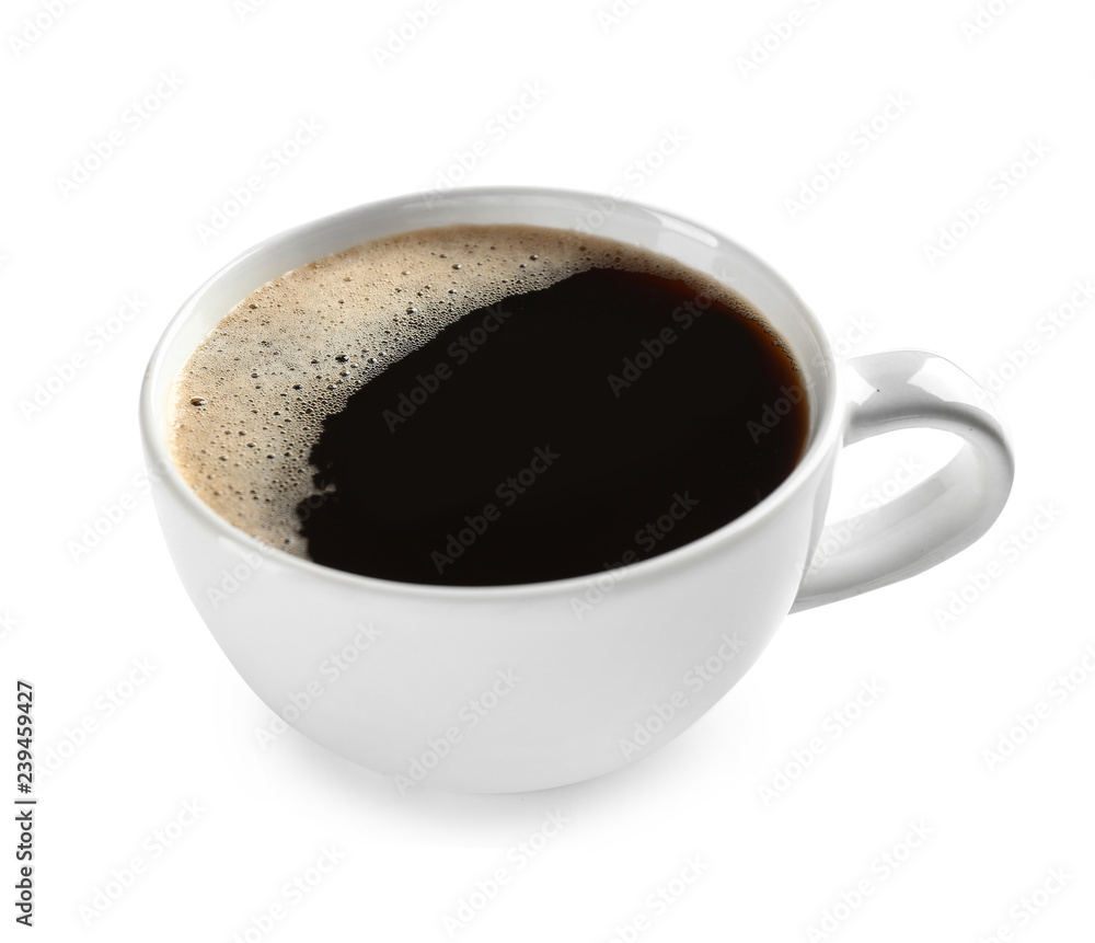 Cup of hot coffee on white background Cup of hot coffee on white background