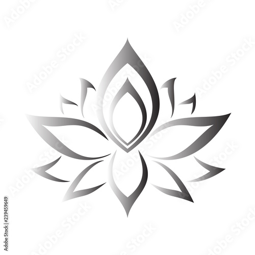 Vector lotus flower. Metallic isolated on white background. Ethnic oriental ornament