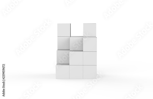 Blank white multi box display on isolated white background  3d illustration