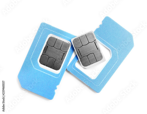 Sim cards on white background photo