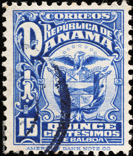 Coat of arms of Panama on vintage postage stamp
