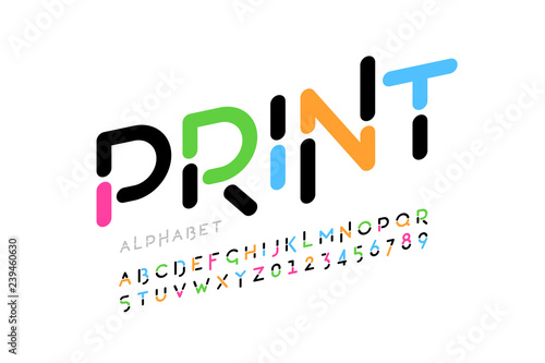 Modern font design, trendy alphabet letters and numbers