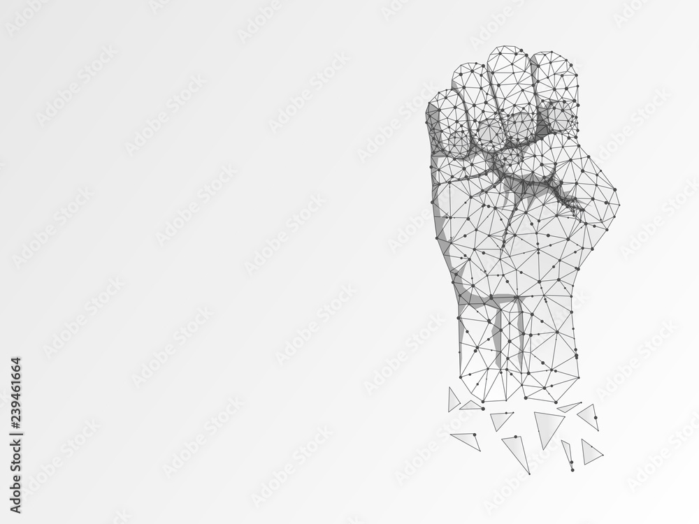 Origami Sign language E letter, hand that use the visual-manual modality to convey meaning. Polygonal space low poly style. People silent communication. Connection wireframe Raster on white background Origami Sign language E letter, hand that use the visual-manual modality to convey meaning. Polygonal space low poly style. People silent communication. Connection wireframe Raster on white background