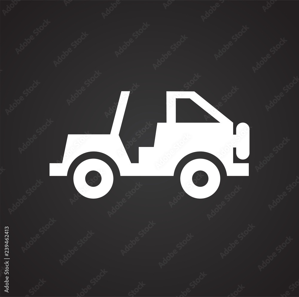 Offroad hunting vehicle icon on black background for graphic and web design, Modern simple vector sign. Internet concept. Trendy symbol for website design web button or mobile app