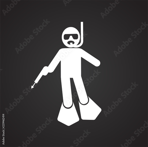 Speargun hunting icon on black background for graphic and web design, Modern simple vector sign. Internet concept. Trendy symbol for website design web button or mobile app
