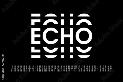Echo style modern font, alphabet letters and numbers