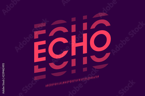 Echo style modern font, alphabet letters and numbers