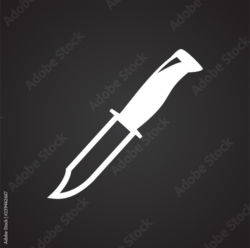 Hunting knife icon on black background for graphic and web design, Modern simple vector sign. Internet concept. Trendy symbol for website design web button or mobile app