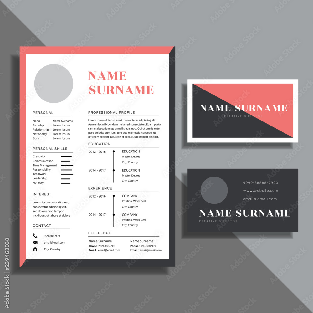 Obraz premium Profesional clean resume cv template design