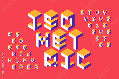 Isometric 3d font, three-di...