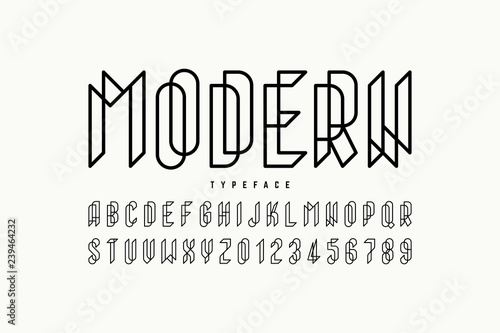 Modern font design, alphabet letters and numbers