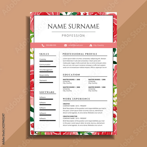 Profesional clean resume cv template design