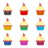 Cupcake icon or logo, color set