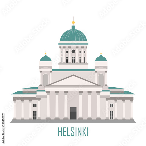 The symbol of Helsinki, Finland - Cathedral. Landmark icon for travel agency. Vector illustration.