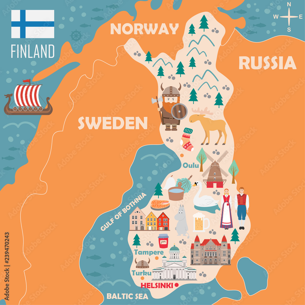 Fotografie Stylized map of Finland