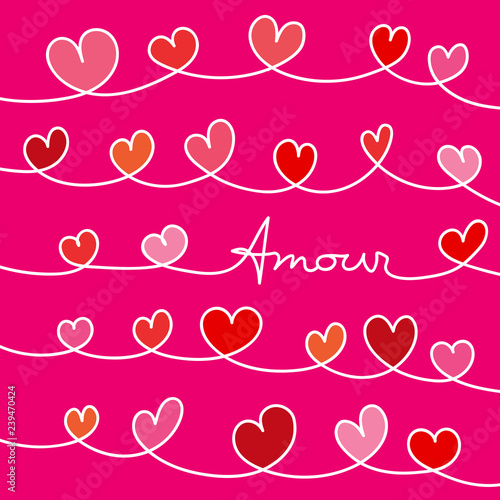 Symbolique de l’amour pour la St Valentin, avec des guirlandes de cœurs pour déclarer de ses sentiments à son amoureux