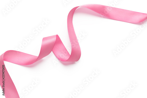 Fotografie Pink ribbon on white background