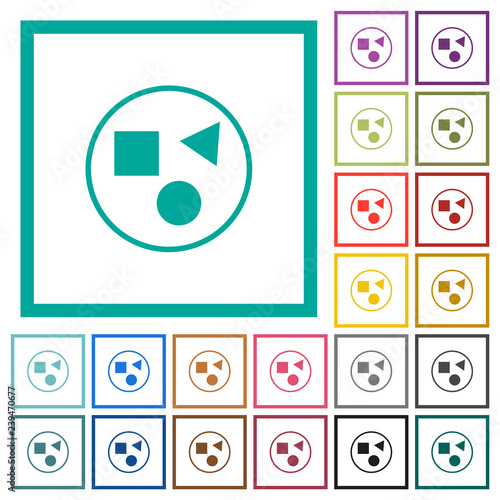 Grouping elements flat color icons with quadrant frames