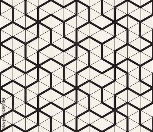 Vector seamless geometric pattern. Simple abstract lines lattice. Repeating triangle grid tiling background