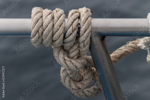 Rope with knots in a sailboat