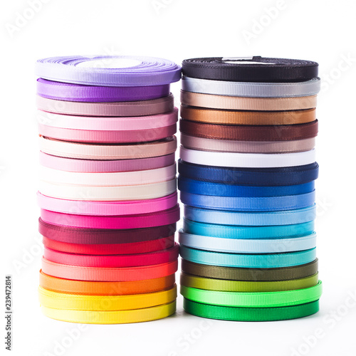 The ribbons bobbins isolated on the white