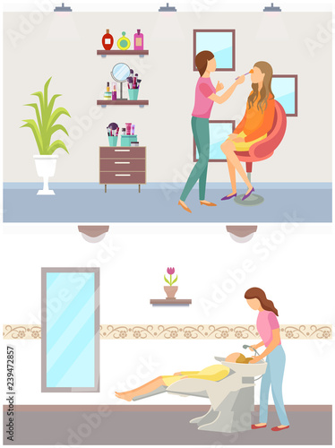 Spa Salon Hair Wash of Client Beauty Expert Makeup