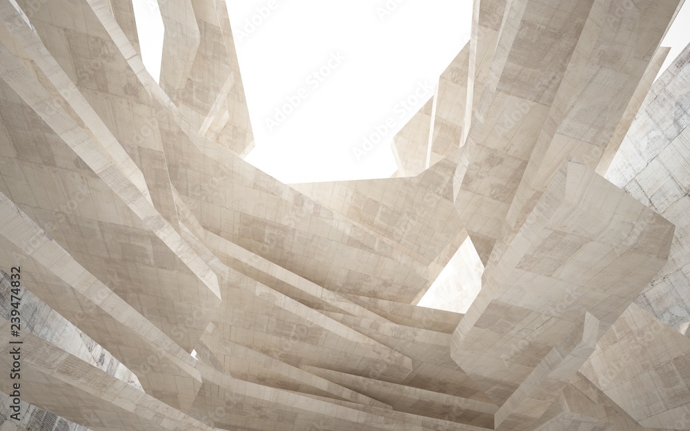 Fototapeta Streszczenie wnętrze betonu. Tło architektoniczne. Ilustracja 3D i rendering