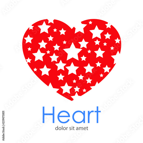 Logotipo Heart con corazón con estrellas en espacio negativo en color rojo