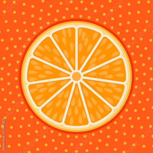Orange slice pop art style background vector cartoon illustration