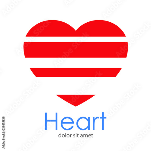 Logotipo Heart con corazón con lineas horizontales varios anchos en espacio negativo en color rojo