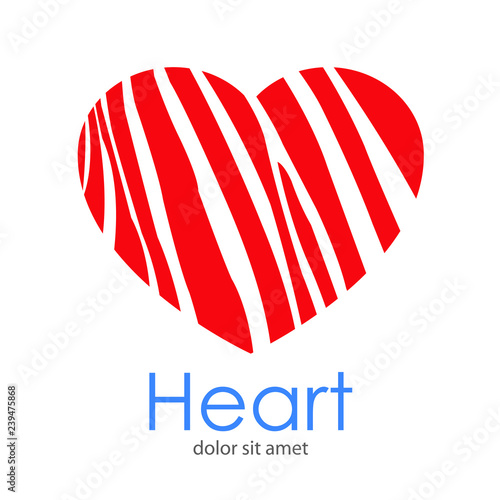 Logotipo Heart con corazón con piel de cebra en espacio negativo en color rojo