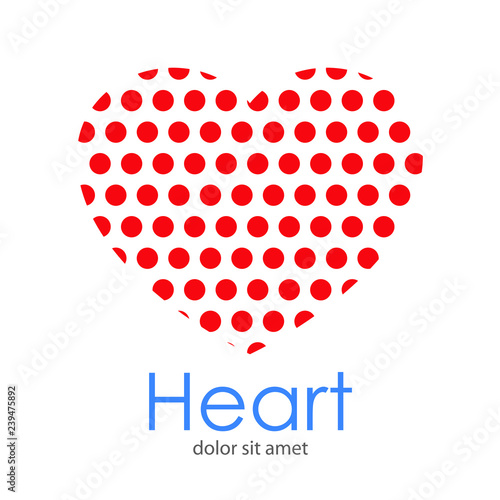 Logotipo Heart con corazón con patrón de círculos en color rojo en espacio negativo