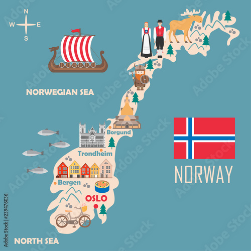 Stylized map of Norway