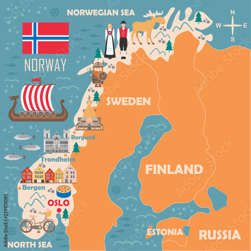 Stylized map of Norway