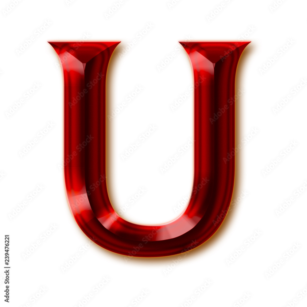 Letter U from stylish faceted ruby alphabet, shiny gemstone letters,  numbers and punctuation marks Stock Illustration | Adobe Stock
