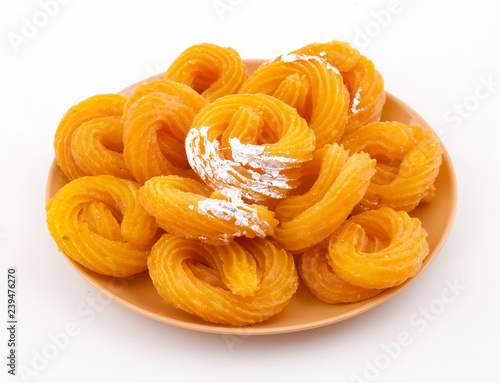 Paneer Jalebi, also Know as Chhena Jalebi, Chhena Jilapi or Zulbia is a Indian Sweet Food photo