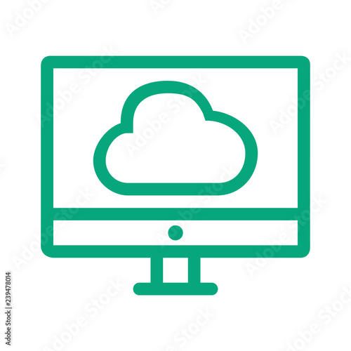 Line icon cloud computing isolated on white background. Vector illustration.