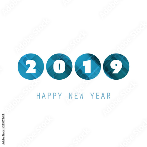 Simple New Year Card, Cover or Background Design Template - 2019 